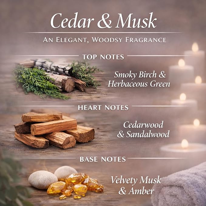 Cedar Wood & White Musk Essential Oil Reed Diffuser for Home&Office, Luxury Hotel Collection Diffuser Oil Inspired by Ritz