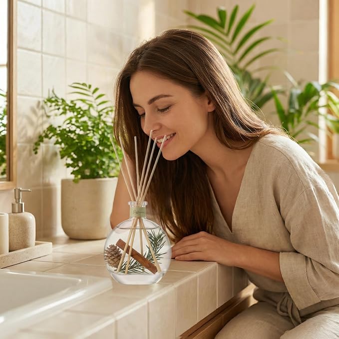 Cedar Wood & White Musk Essential Oil Reed Diffuser for Home&Office, Luxury Hotel Collection Diffuser Oil Inspired by Ritz