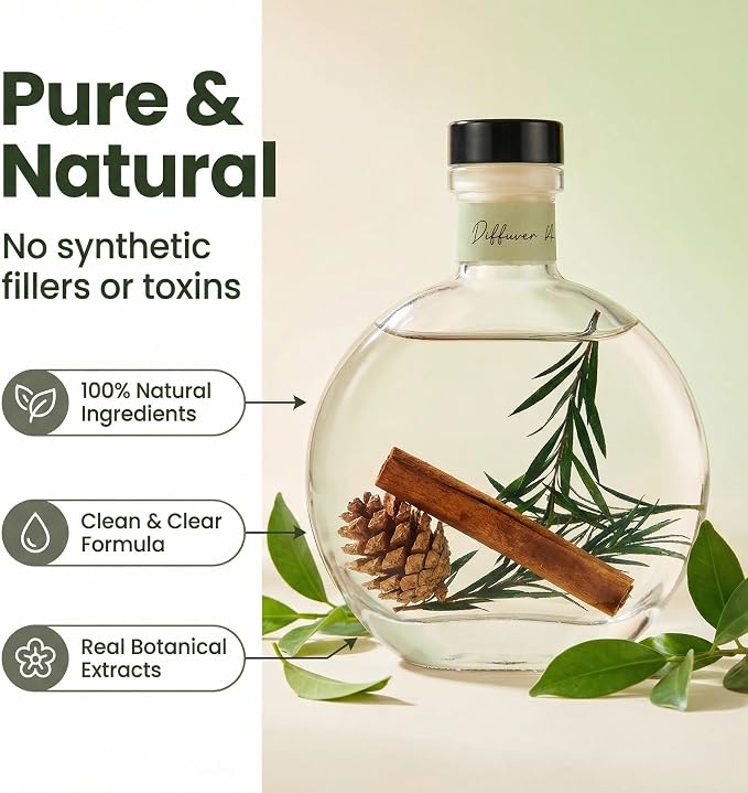 Cedar Wood & White Musk Essential Oil Reed Diffuser for Home&Office, Luxury Hotel Collection Diffuser Oil Inspired by Ritz