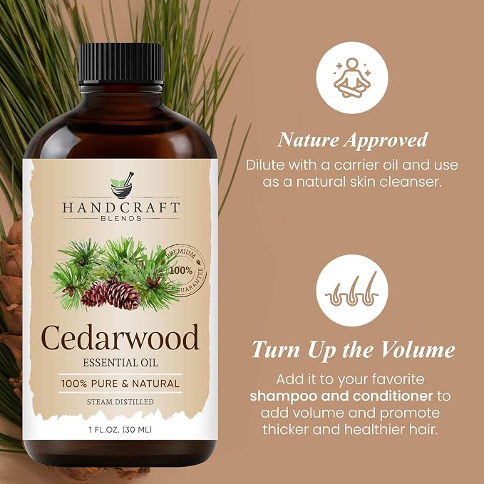 Cedarwood Essential Oil – 1 Fl Oz – 100% Pure and Natural – Premium Grade Essential Oil for Diffuser and Aromatherapy