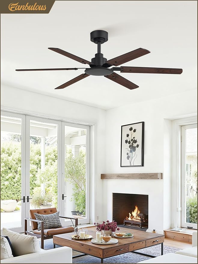 Ceiling Fan No Light, 48 Inch Indoor/Outdoor 6 Blades Ceiling Fan with Remote, 6-Speeds, Quiet Reversible DC, alternate view