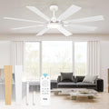 Ceiling Fan with Light and Remote: 72 inch 8 Blades Smart Quiet Fan with Dimmable LED Lights for Bedroom Gazebo Patio Garage
