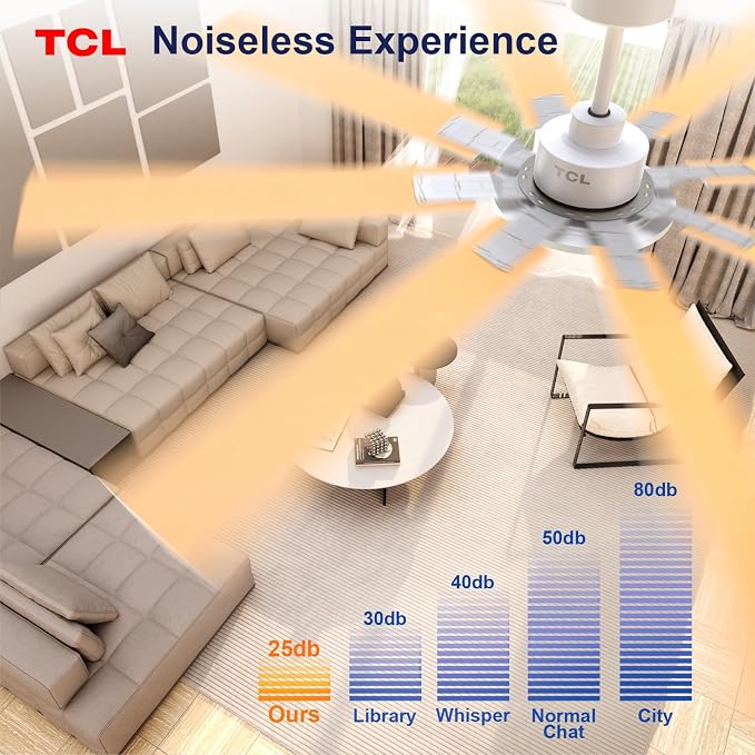 Ceiling Fan with Light and Remote: 72 inch 8 Blades Smart Quiet Fan with Dimmable LED Lights for Bedroom Gazebo Patio Garage