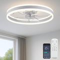 Ceiling Fan with Light, Upgraded 20‘’ Low Profile Fan, Flush Mount Ceiling Fan, 6 Speeds, Dimmable LED, App &