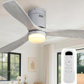 Ceiling Fan with Lights 52 Inch Flush Mount Ceiling Fan with Remote Control, 3 Solid Wood Blades Modern Outdoor Ceiling Fans