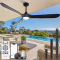 Ceiling Fan with Lights, 72'' Solid Wood Indoor/Outdoor Ceiling Fan with Quiet Reversible DC Motor, Control with WIFI Alexa