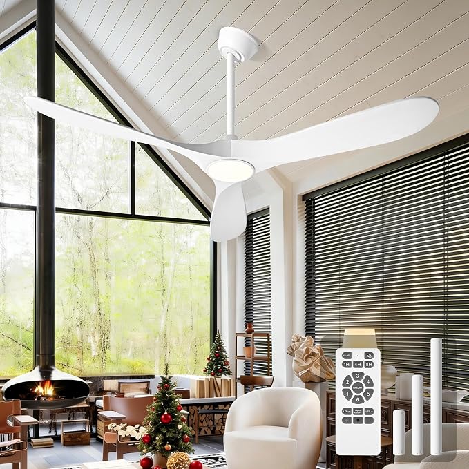 Ceiling Fan with Lights and Remote, 72'' Outdoor Ceiling Fan, Indoor 3 Blade Wood Ceiling Fan for Bedroom Living Room Patios