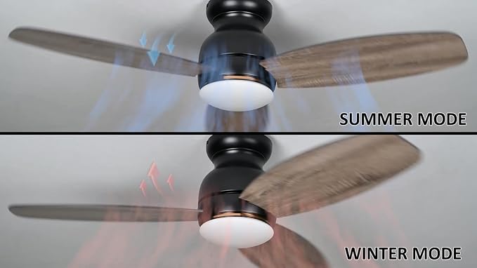 Ceiling Fan with Lights, Indoor & Outdoor Ceiling Fan, 48" Low Profile DC Smart, Compatible with Alexa, Siri, Google Home &