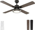 Ceiling Fan with Lights Remote Control, 52 Inch, Black (4-Blades), product image