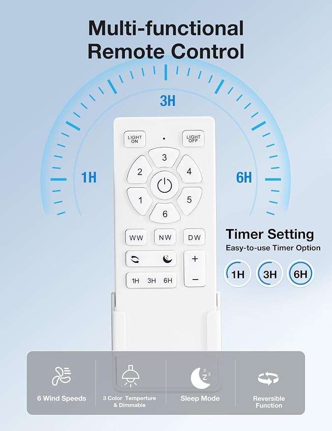 Ceiling Fan with Lights Remote Control, 52 Inch, Black (4-Blades), alternate product view 8