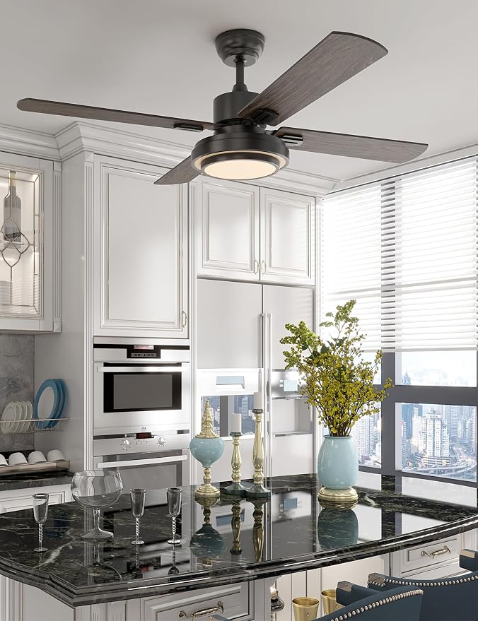 Ceiling Fan with Lights Remote Control, 52 Inch, Black (4-Blades), alternate product view 9