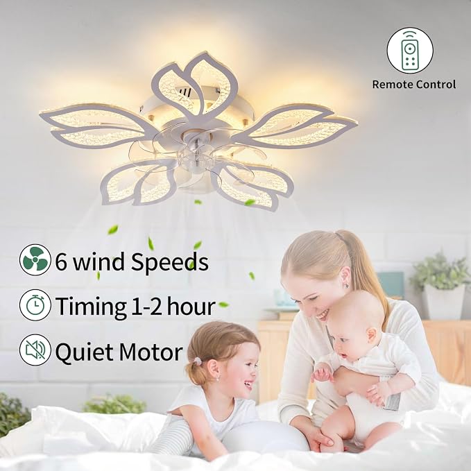 Ceiling Fan with Lights Remote Control, White Bladeless Ceiling Fan with Light, alternate product view 6