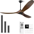 Ceiling Fan without Light, 60 Inch Wood Ceiling Fan no Light with Remote Wall Switch, Outdoor Fan for Patio, Porch, Bedroom