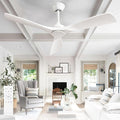 Ceiling Fan Without Light: Modern 52 Inch 3 Blade Indoor Outdoor Fan with Remote Control - White Ceiling Fan No Light