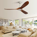 Ceiling Fan Without Lights, 60 Inch Low Profile Flush Mount Mordern Wood Ceiling Fan with Remote for Indoor Farmhouse Bedroom