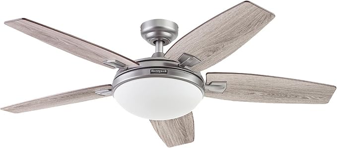 Ceiling Fans Carmel Modern 48 Inch Ceiling Fan with Light, Remote Control Fan, LED Indoor Fan with 5 Blades, Gray Oak and