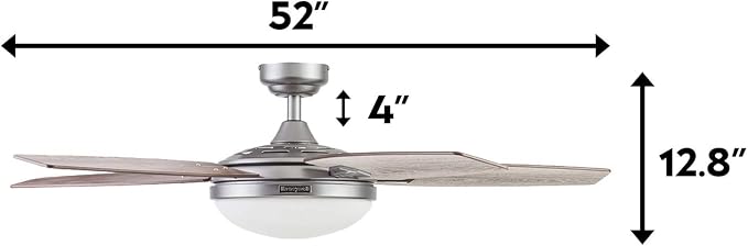 Ceiling Fans Carmel Modern 48 Inch Ceiling Fan with Light, Remote Control Fan, LED Indoor Fan with 5 Blades, Gray Oak and