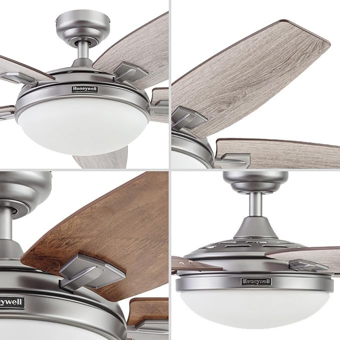 Ceiling Fans Carmel Modern 48 Inch Ceiling Fan with Light, Remote Control Fan, LED Indoor Fan with 5 Blades, Gray Oak and