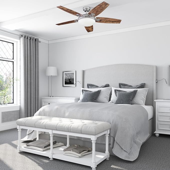 Ceiling Fans Carmel Modern 48 Inch Ceiling Fan with Light, Remote Control Fan, LED Indoor Fan with 5 Blades, Gray Oak and