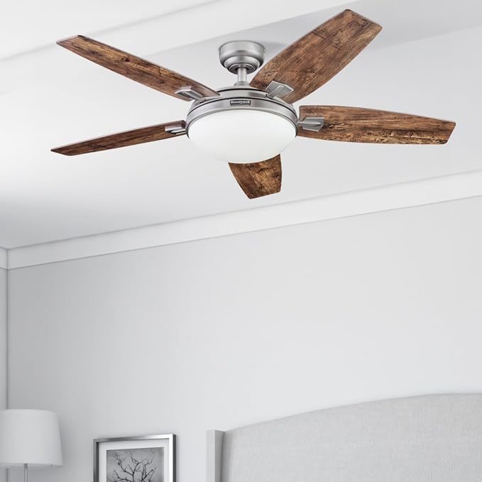 Ceiling Fans Carmel Modern 48 Inch Ceiling Fan with Light, Remote Control Fan, LED Indoor Fan with 5 Blades, Gray Oak and