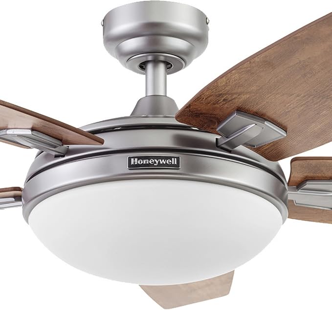 Ceiling Fans Carmel Modern 48 Inch Ceiling Fan with Light, Remote Control Fan, LED Indoor Fan with 5 Blades, Gray Oak and