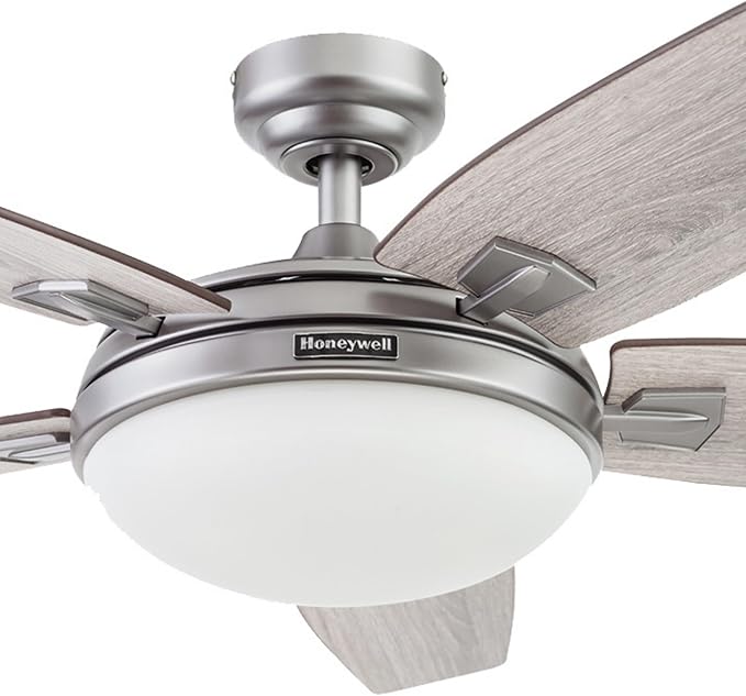 Ceiling Fans Carmel Modern 48 Inch Ceiling Fan with Light, Remote Control Fan, LED Indoor Fan with 5 Blades, Gray Oak and