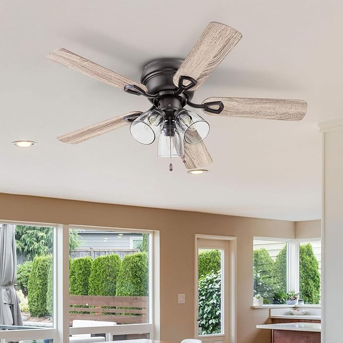 Ceiling Fans Renton 42" Bronze Indoor Fan with Clear 3 Light LED Multi Arm; E26/B11 Bulb and Pull-Chains, Traditional Style