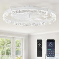 Ceiling Fans with Lights | 24 inch Low Profile Ceiling Fan with Light and Remote | 3CCT Dimmable Modern Flush Mount Bladeless