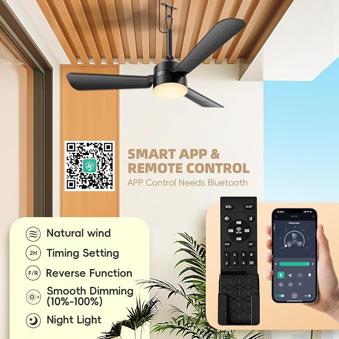 Ceiling Fans with Lights,36.5" Plug in Ceiling Fan Light,Gazebo Fan Light,LED Fan Light Hanging with Hook,Hook Type