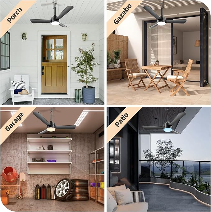 Ceiling Fans with Lights,36.5" Plug in Ceiling Fan Light,Gazebo Fan Light,LED Fan Light Hanging with Hook,Hook Type