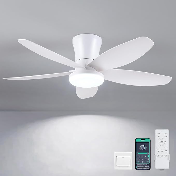 Ceiling Fans with Lights-36 Low Profile Ceiling Fan with Light and Remote/APP Control, Flush Mount, DC