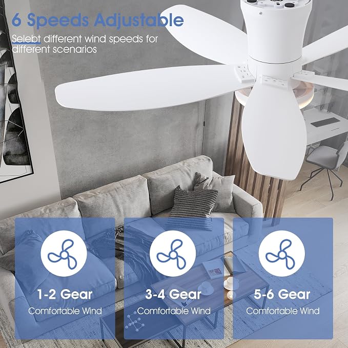 Ceiling Fans with Lights-36 Low Profile Ceiling Fan with Light and Remote/APP Control, Flush Mount, DC, alternate view 5