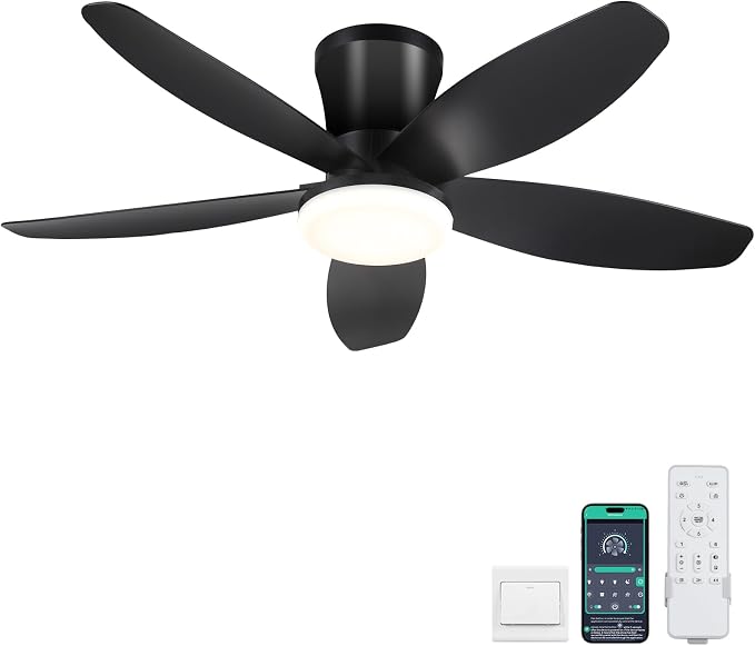 Ceiling Fans with Lights-36 Low Profile Ceiling Fan with Light and Remote/APP Control, Flush Mount, DC