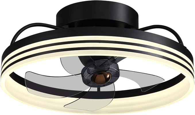 Ceiling Fans with Lights, 360° Rotating Ceiling Fan with Lights and Remote, 6 Wind Speeds Smart Low Profile Ceiling Fan for