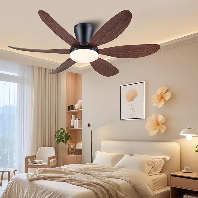 Ceiling Fans with Lights,42" Flush Mount Ceiling Fan with Light and Remote Control,Low Profile, Reversible, Dimmable