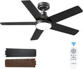 Ceiling Fans with Lights, 42 inch Black Ceiling Fan with Light and Remote Control, Reversible, 3CCT, Dimmable, Noiseless