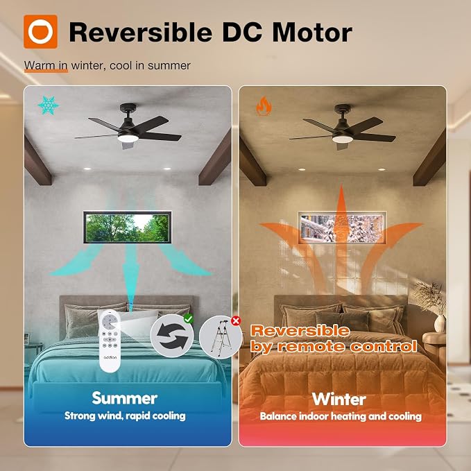 Ceiling Fans with Lights, 42 inch Black Ceiling Fan with Light and Remote Control, Reversible, 3CCT, Dimmable, Noiseless
