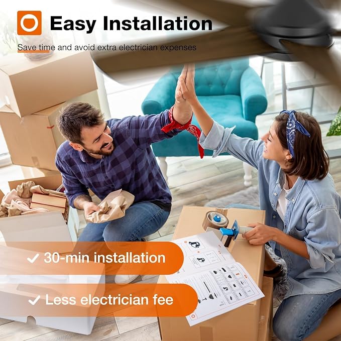 Ceiling Fans with Lights, 42 inch Black Ceiling Fan with Light and Remote Control, Reversible, 3CCT, Dimmable, Noiseless