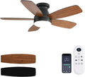 Ceiling Fans with Lights, 42 Inch Low Profile Ceiling Fan with Light and Remote/App Control, Flush Mount, Reversible, 3CCT
