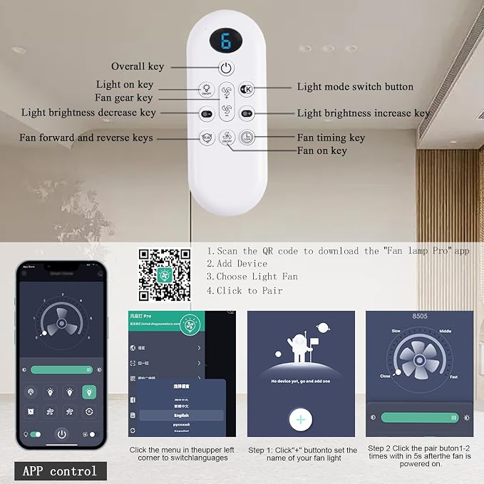 Ceiling Fans with Lights, 42 Inch Low Profile Ceiling Fan with Light and Remote/App Control, Flush Mount, Reversible, 3CCT
