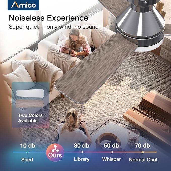 Ceiling Fans with Lights, 42 inch Low Profile Ceiling Fan with Light and Remote Control, Flush Mount, alternate view 4