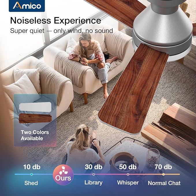 Ceiling Fans with Lights, 42 inch Low Profile Ceiling Fan with Light and Remote Control, Flush Mount, alternate view 4
