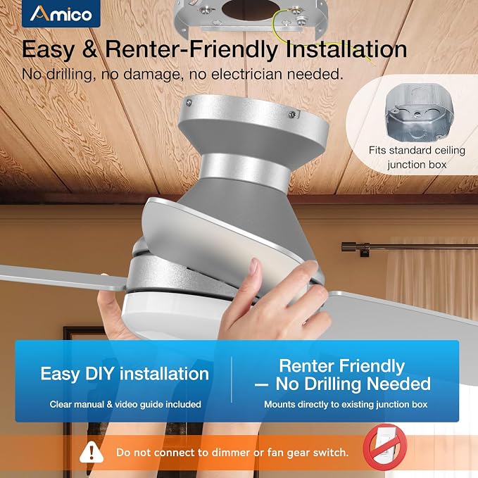 Ceiling Fans with Lights, 42 inch Low Profile Ceiling Fan with Light and Remote Control, Flush Mount, alternate view 7
