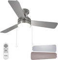 Ceiling Fans with Lights, 42 inch Low Profile Ceiling Fan with Pull Chain and Remote Control, Flush Mount