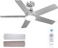 Ceiling Fans with Lights, 42 inch Nickel Ceiling Fan with Light and Remote Control, Reversible, 3CCT, Dimmable, Noiseless