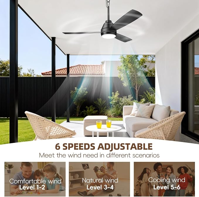 Ceiling Fans with Lights,42" LED Fan Light Hanging with Hook,Plug in Ceiling Fan Light,Hook Type Ceiling