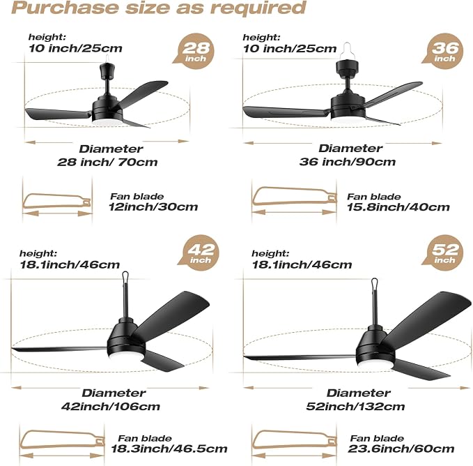 Ceiling Fans with Lights,42" LED Fan Light Hanging with Hook,Plug in Ceiling Fan Light,Hook Type Ceiling