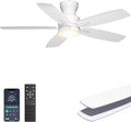 Ceiling Fans with Lights, 42'' Low Profile Ceiling Fan with Light and Remote/APP Control, Modern Flush Mount Ceiling Fan for