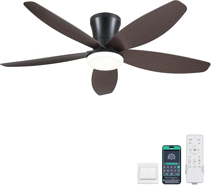 Ceiling Fans with Lights-42 Low Profile Ceiling Fan with Light and Remote/APP Control, Flush Mount, DC