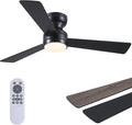 Ceiling Fans with Lights,46" Low Profile Ceiling Fan with Light and Remote Control,Flush Mount, Reversible, Dimmable